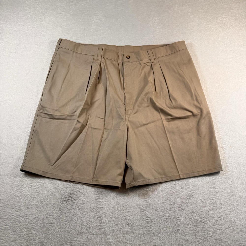 Dickies Pleated Shorts Mens 44 Beige 9 In Inseam Canvas Relaxed Fit Workwear